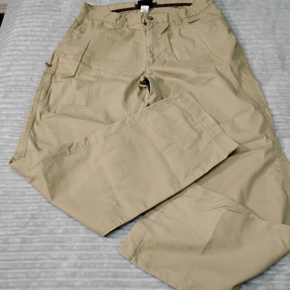 Outdoor Life Pants Mens 36x34 Tan Beige Hiking Trail Canvas Cotton Nylon